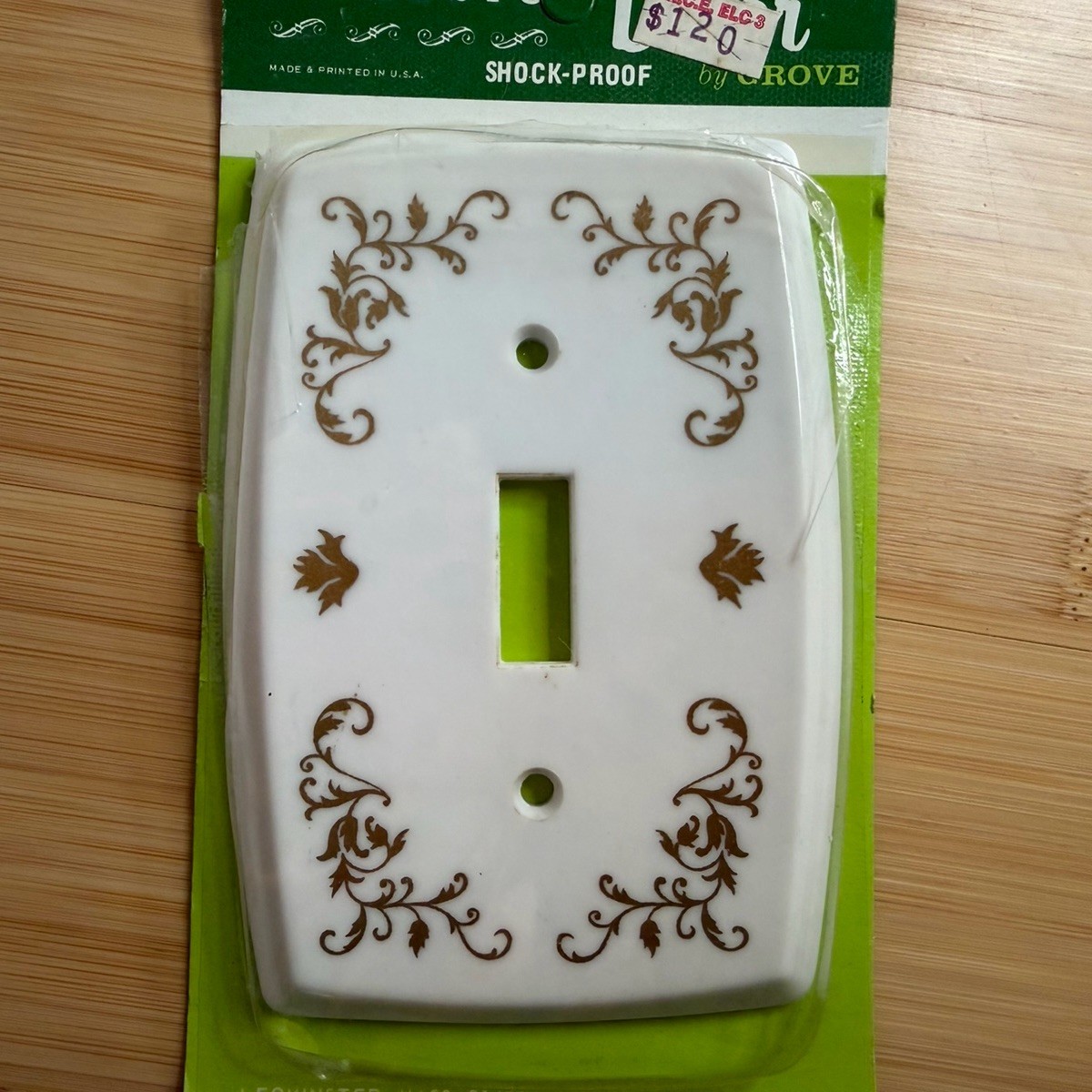 Vintage White Gold Filigree Floral Light Switch Cover Mid-Century Hollywood New