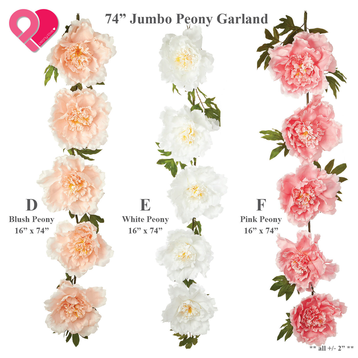 Jumbo Silk Rose Peony Garland Flower Stand Artificial Giant Leaf Vine Big Large