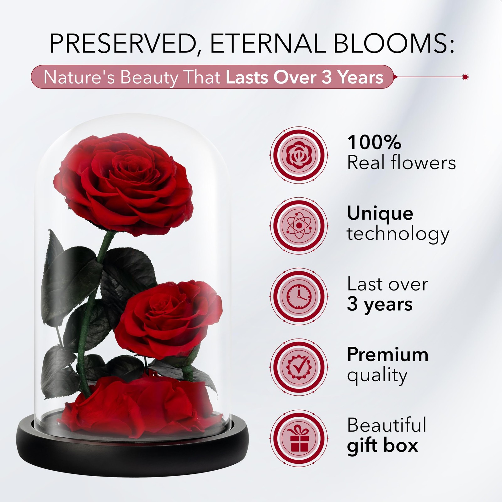 LOVAPPY Eternal Flower in a Glass Dome Preserved Rose The Perfect Forever In…