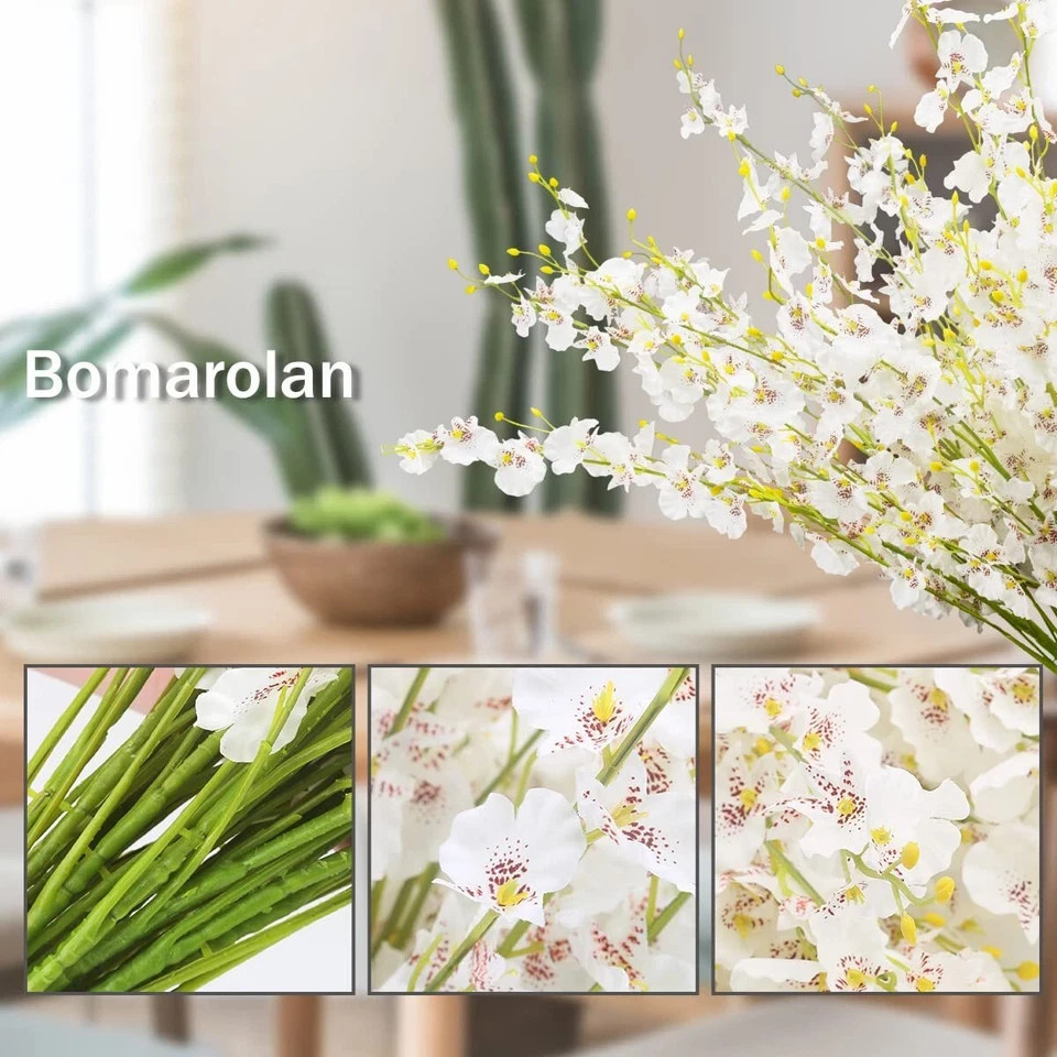 Artificial Orchid Silk Fake Flowers Faux Dancing Lady Orchids Stems Flower 10 Pc