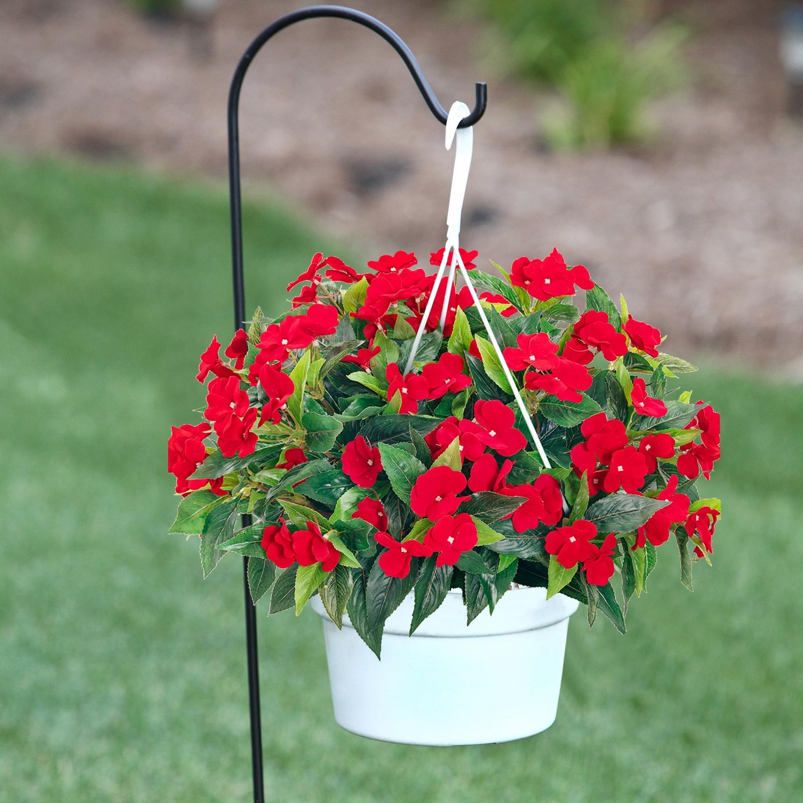 Uqueeten15.7 Fake Flowers Artificial Flowers Outdoor,Silk Artificial Impatiens