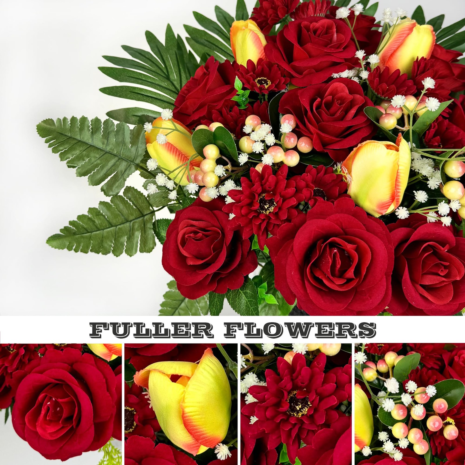 Artificial Cemetery Flowers for Grave,Memorial Flowers Bouquet with Vase for …