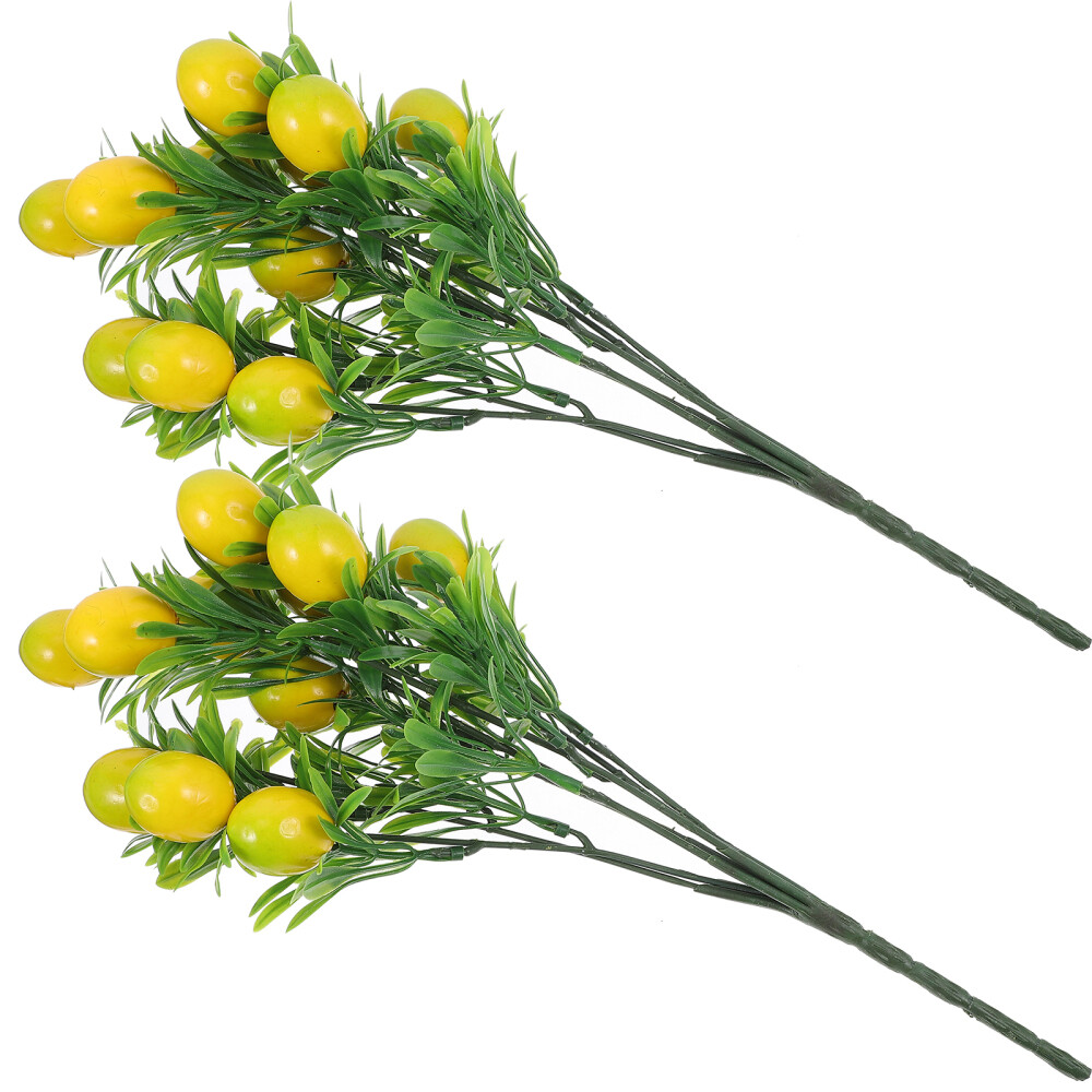 2pcs Fake Lemon Branches Artificial Fruit Branch Lemon Tree Stem Home Decor Gift