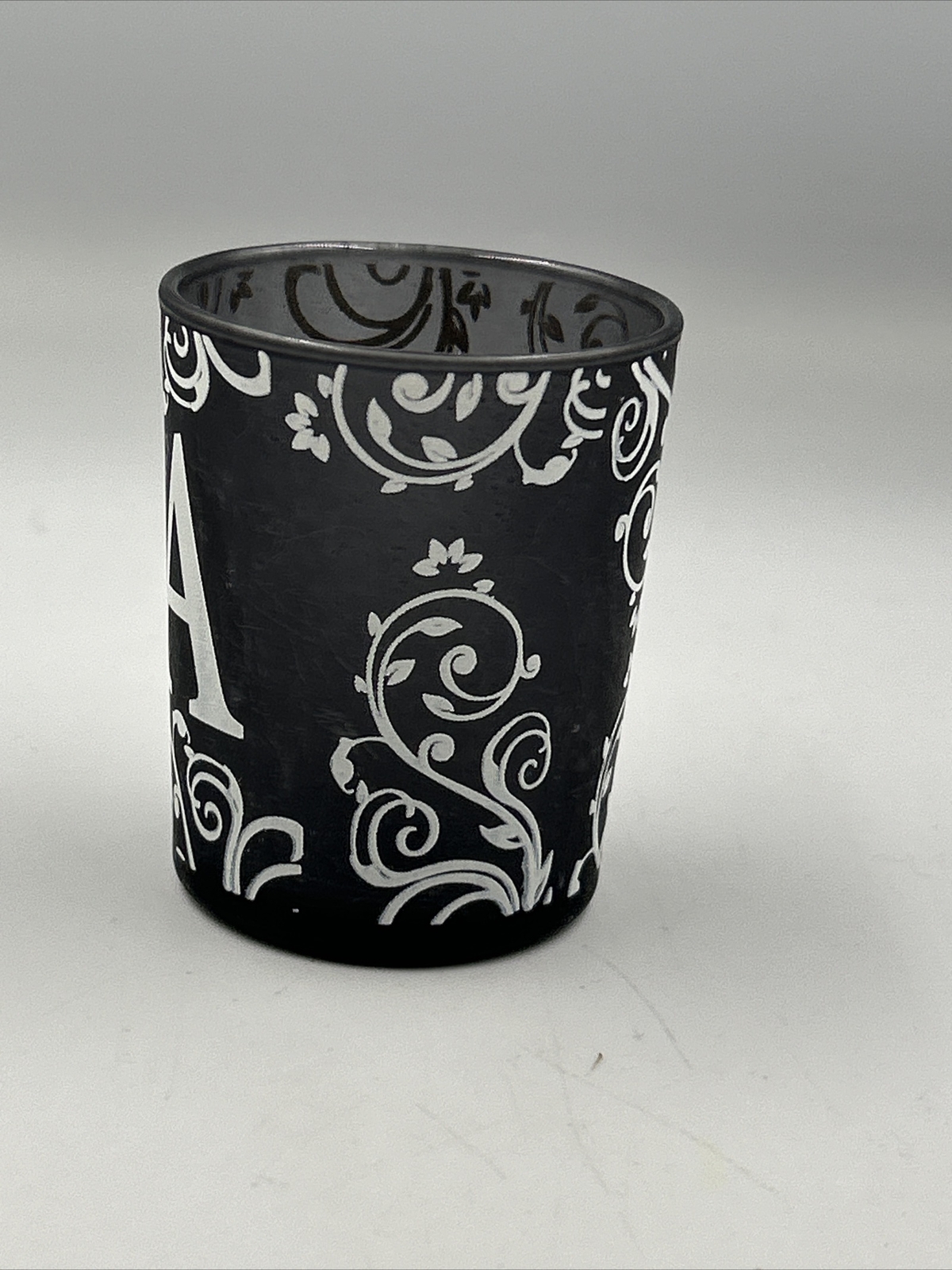 Glass LETTER A VOTIVE CANDLE HOLDER DECORATION Black