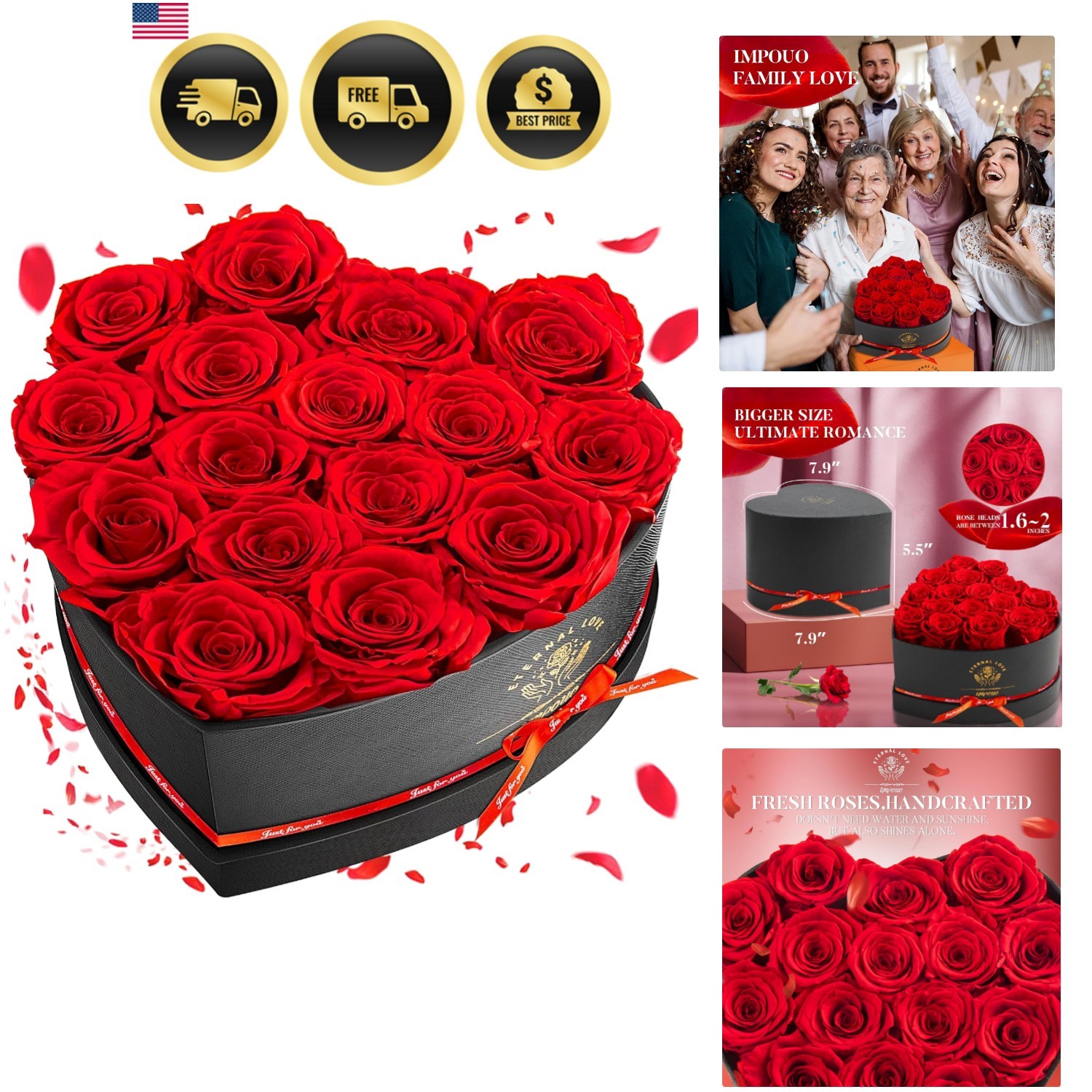 16-Piece Preserved Rose Birthday Gifts for Women, Eternal Rose Preserved Flow…