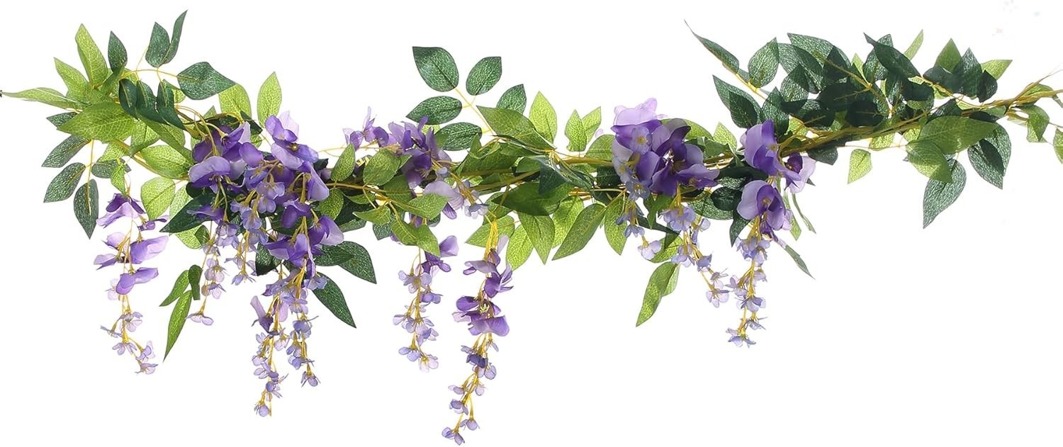 2Pcs 6.6Ft Artificial Flowers Vines Silk Wisteria Artificial Garlands Fake Ha…