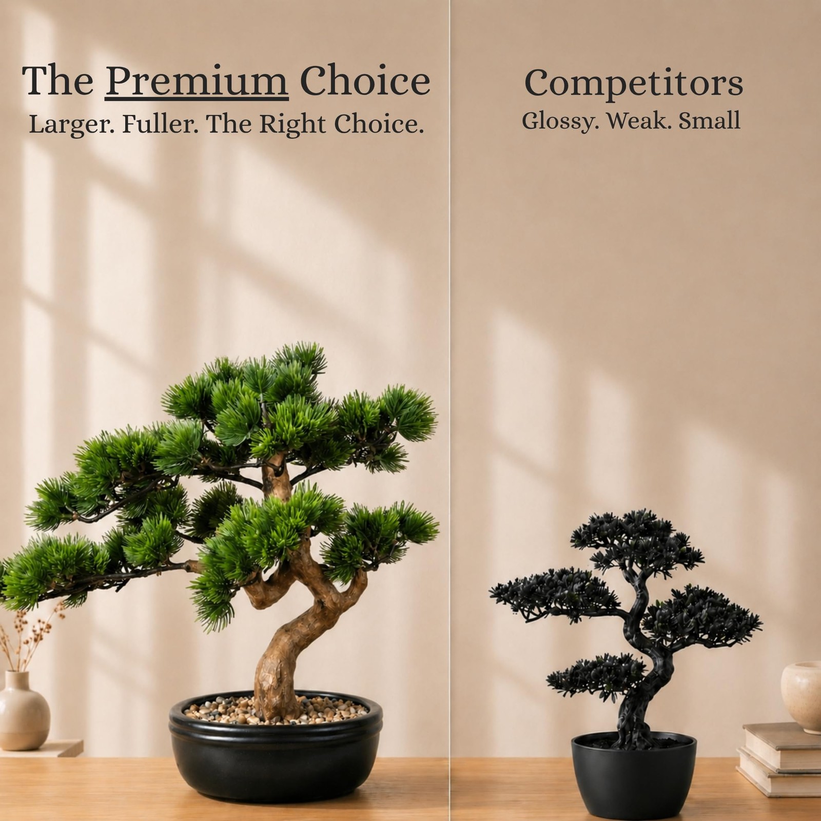 Artificial Bonsai Tree 16″ Tall with Realistic Wood and Ceramic Pot, Fake Pla…