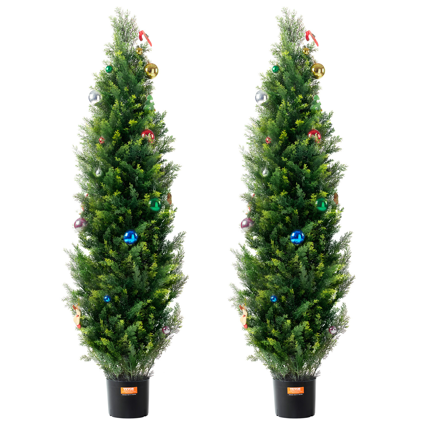 2 Pack 5′ Artificial Cedar Topiary Tree Faux Plant UV Home Decor In/Outdoor