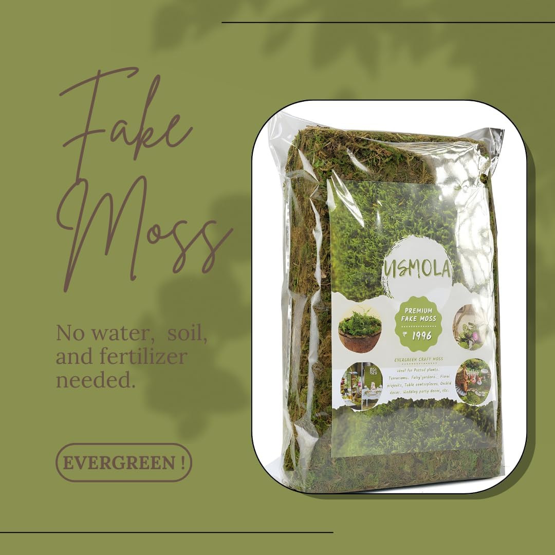 Fake Moss, 8 OZ Green Moss for Potted Plants, Artificial Fresh 225gr