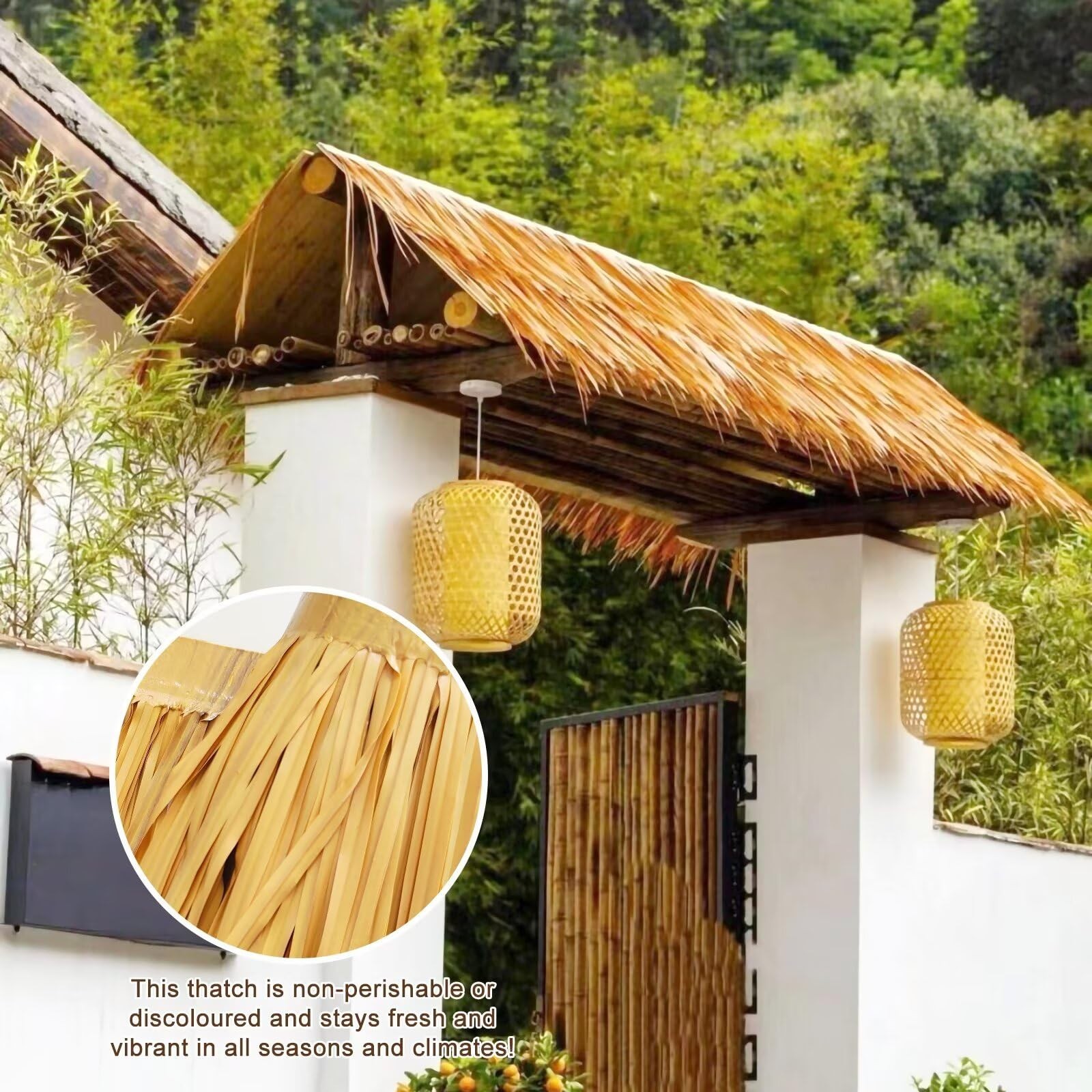 16ft x 16in Tiki Straw Thatch Roof Roll – Waterproof Mexican Palm Grass for Tiki