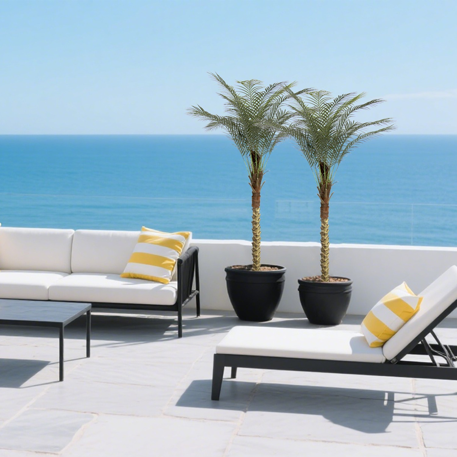 Artificial Palm Tree 210 cm with 18 Leaves, Set of 2 Tropical Home Decor