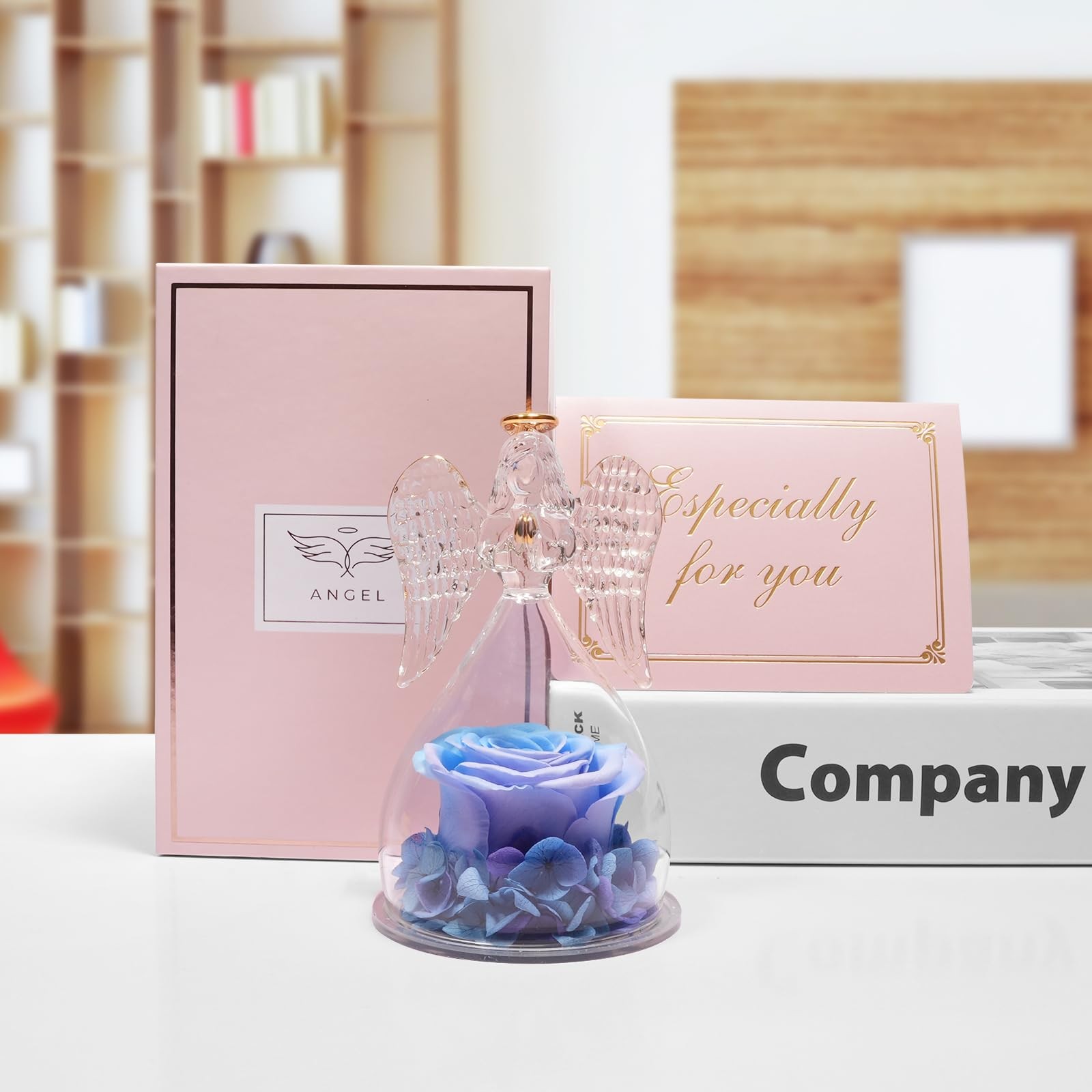 1 PCS Preserved Flowers Rose Gifts Angel Figurines Mom Birthday Anniversary