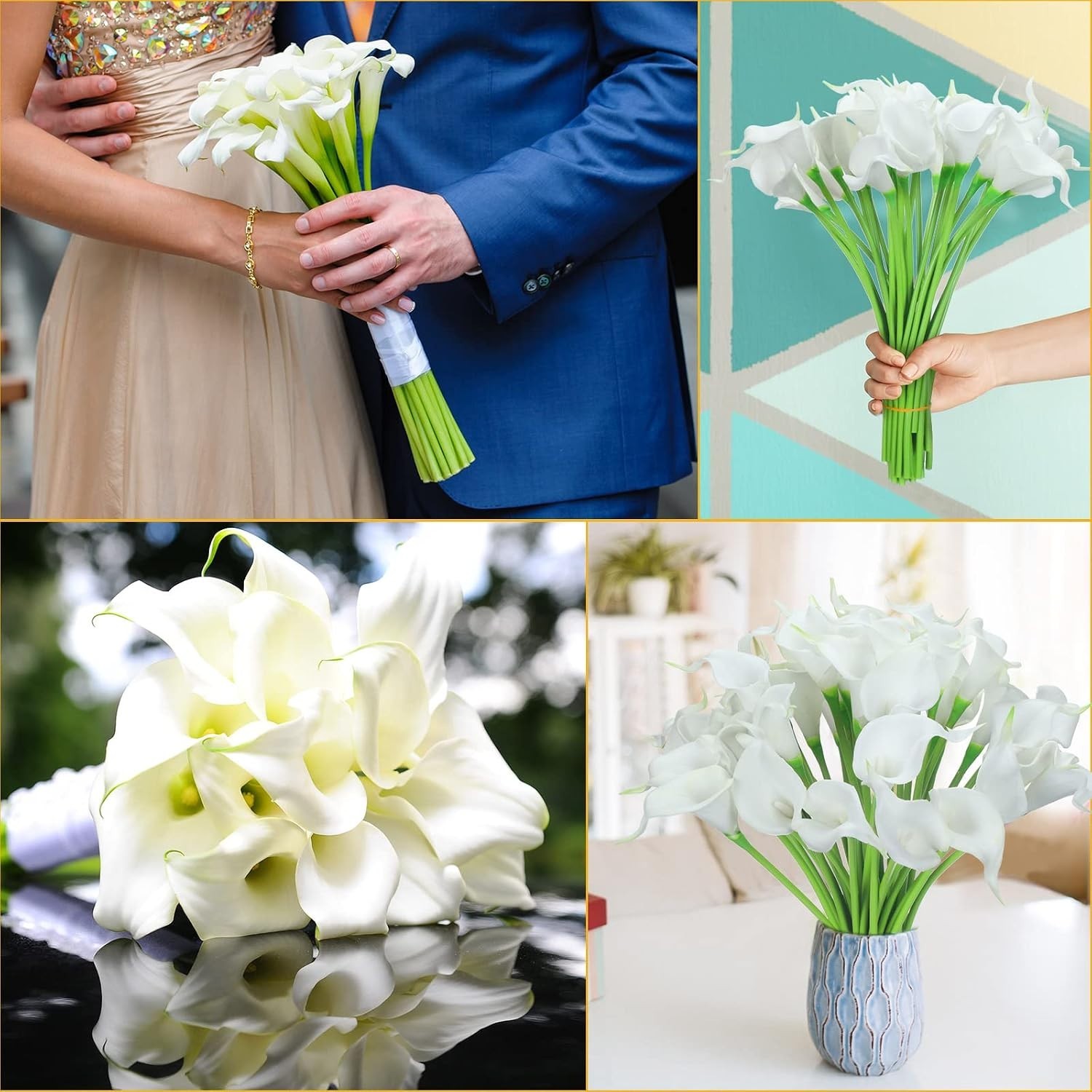 60 Pack Realistic Silk Calla Lily Flowers