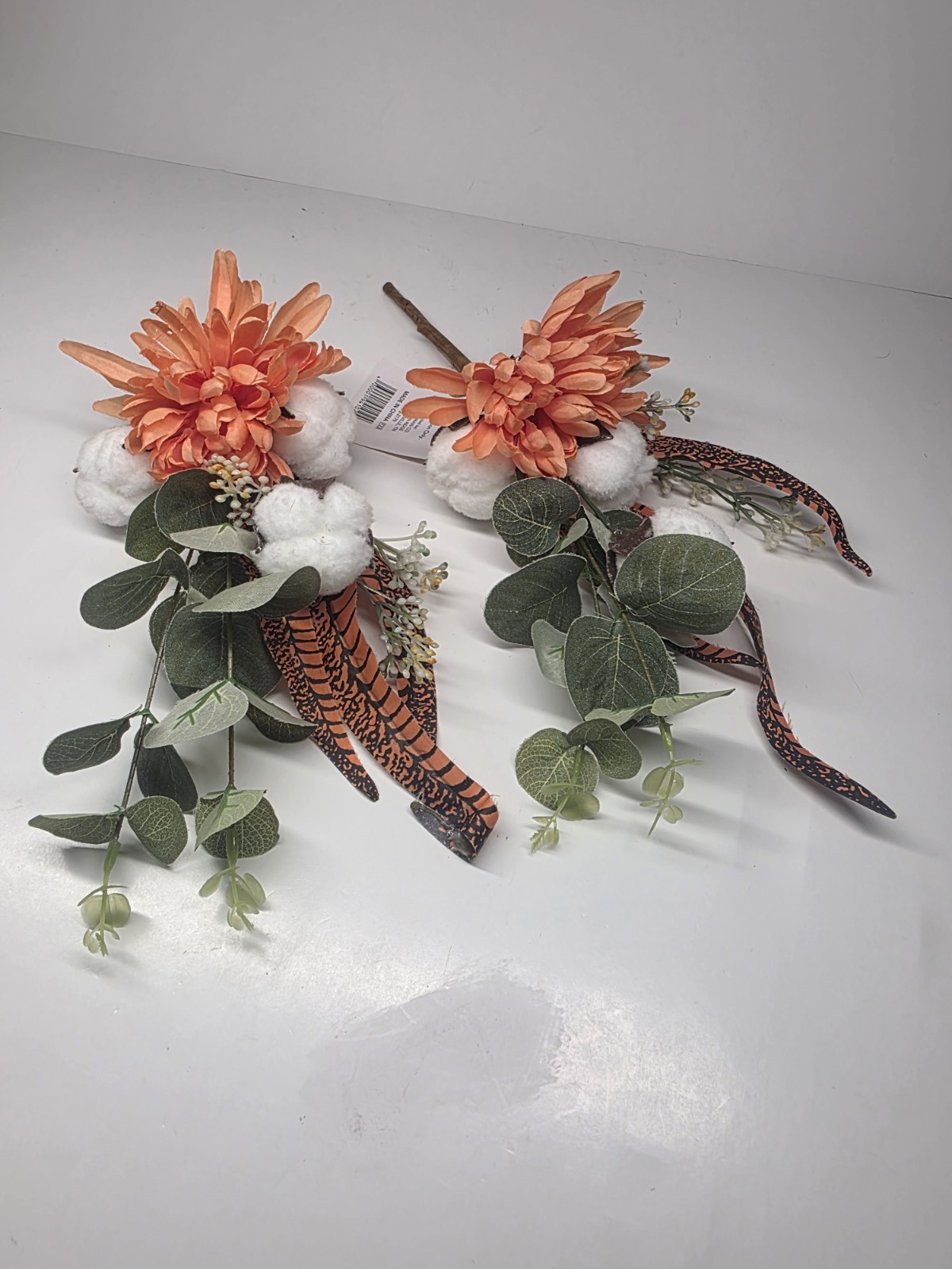 Artificial Flower Picks Floral Stems with Leaves And Cotton Ball