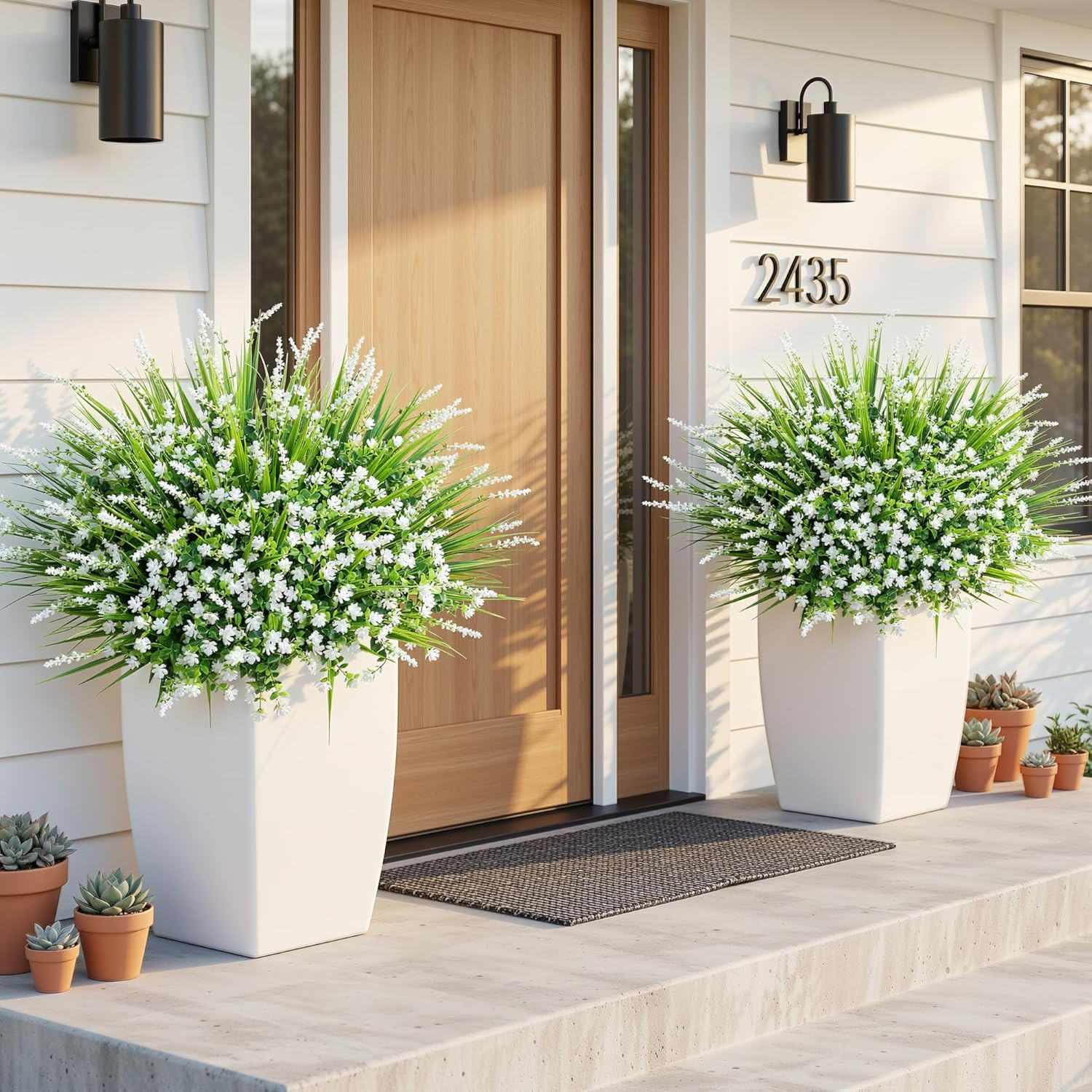 20 Bundles Artificial Fake Outdoor Plants Flowers for Spring Decoration, UV Resi