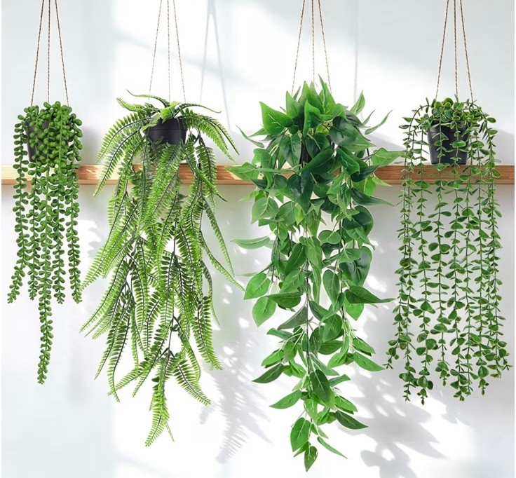 Der Rose 4Pcs Fake Plants Hanging Artificial Ivy Vine Faux Eucalyptus, Etc. NIB
