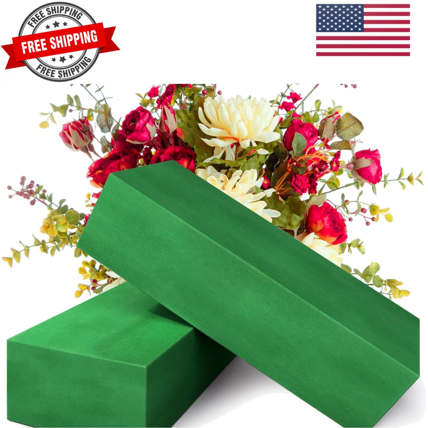 Pack of 2 Large Size Floral Foam Blocks for Fresh and Artificial Flowers 9” L…
