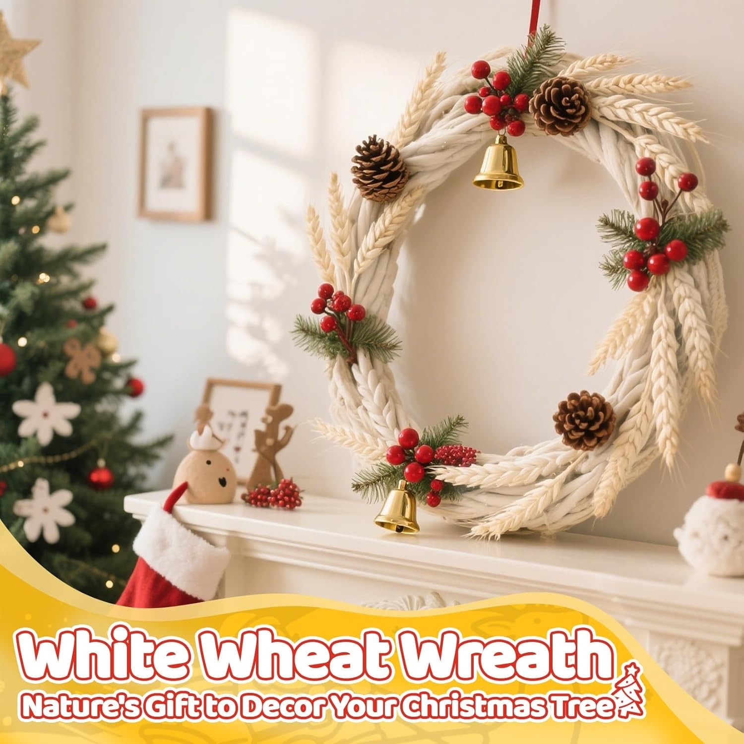 Versatile 50-Pack of 13.3 Inch White Dried Wheat – Ideal for Seasonal Decor