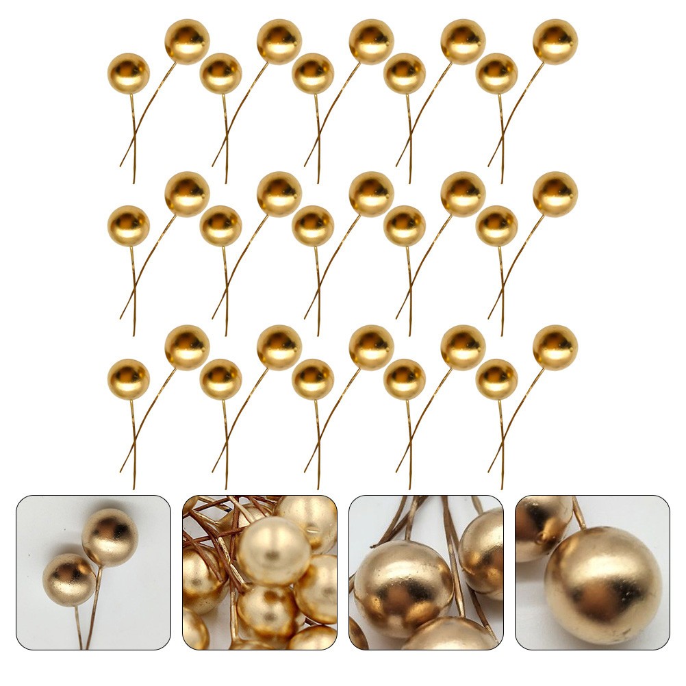 200 Pcs Foam Golden Berry Stems for Christmas Wreath and Floral Crafts