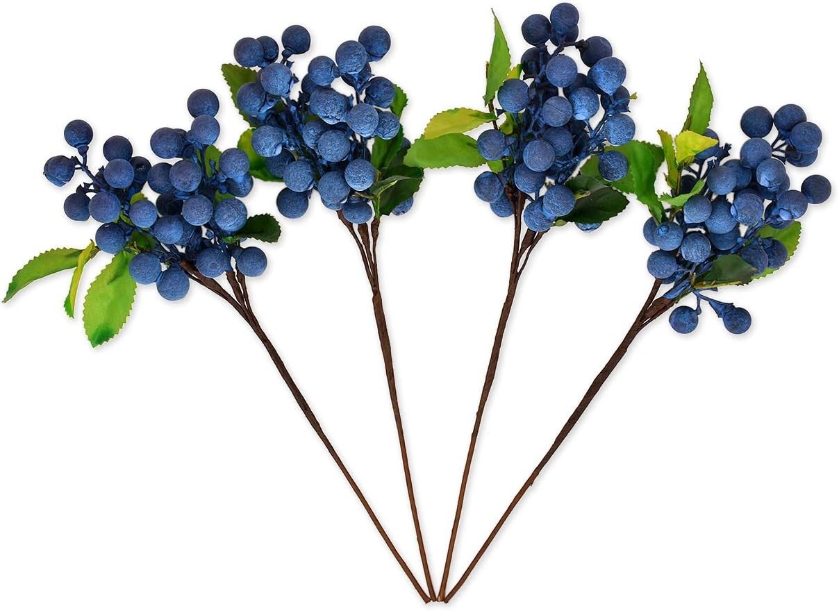 Elegant Blue Faux Fruit – Durable, Bendable Artificial Blueberries for Decor