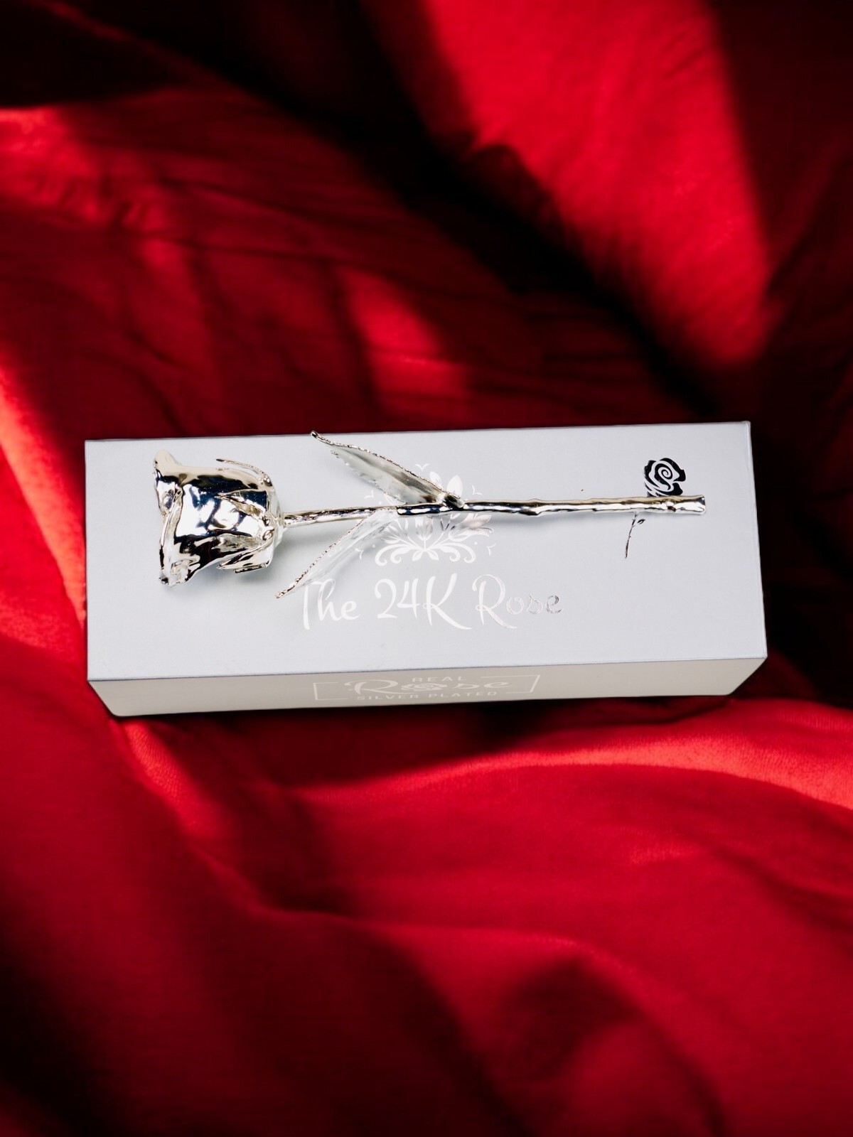 100% Real Rose Plated with Silver, Long Stem, 11.5 Inches.