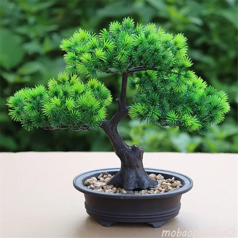 Flower Bonsai Zen Simulated Tree Pine Potted Desktop Decoration Fengshui
