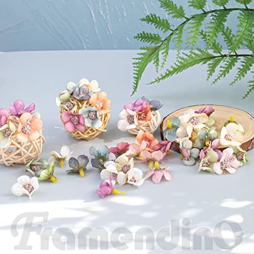 Small Fake Flowers for Crafts Multicolor Mini Silk Daisy 100 Pack Style a