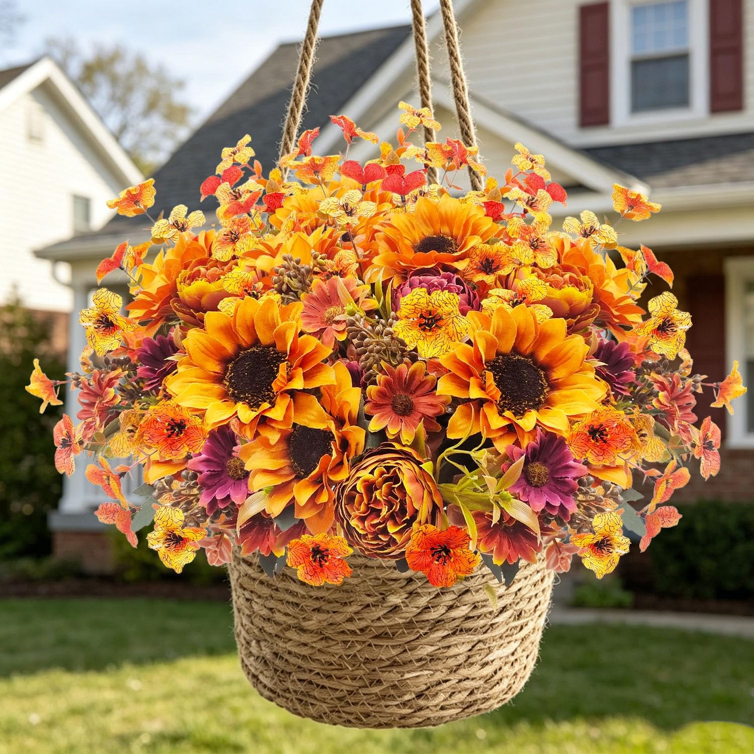 6 Bundles Artificial Fall Flowers Bouquet with Daisy, Set 2