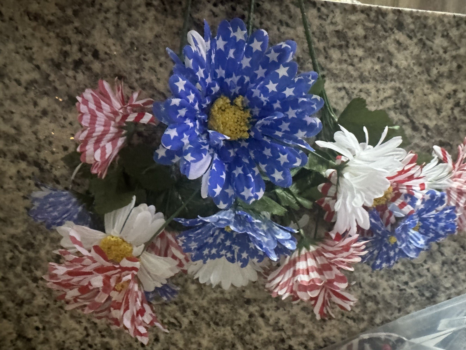 Designer 3 Pcs Patriotic Flowers Artificial Ind. Day Red White Blue