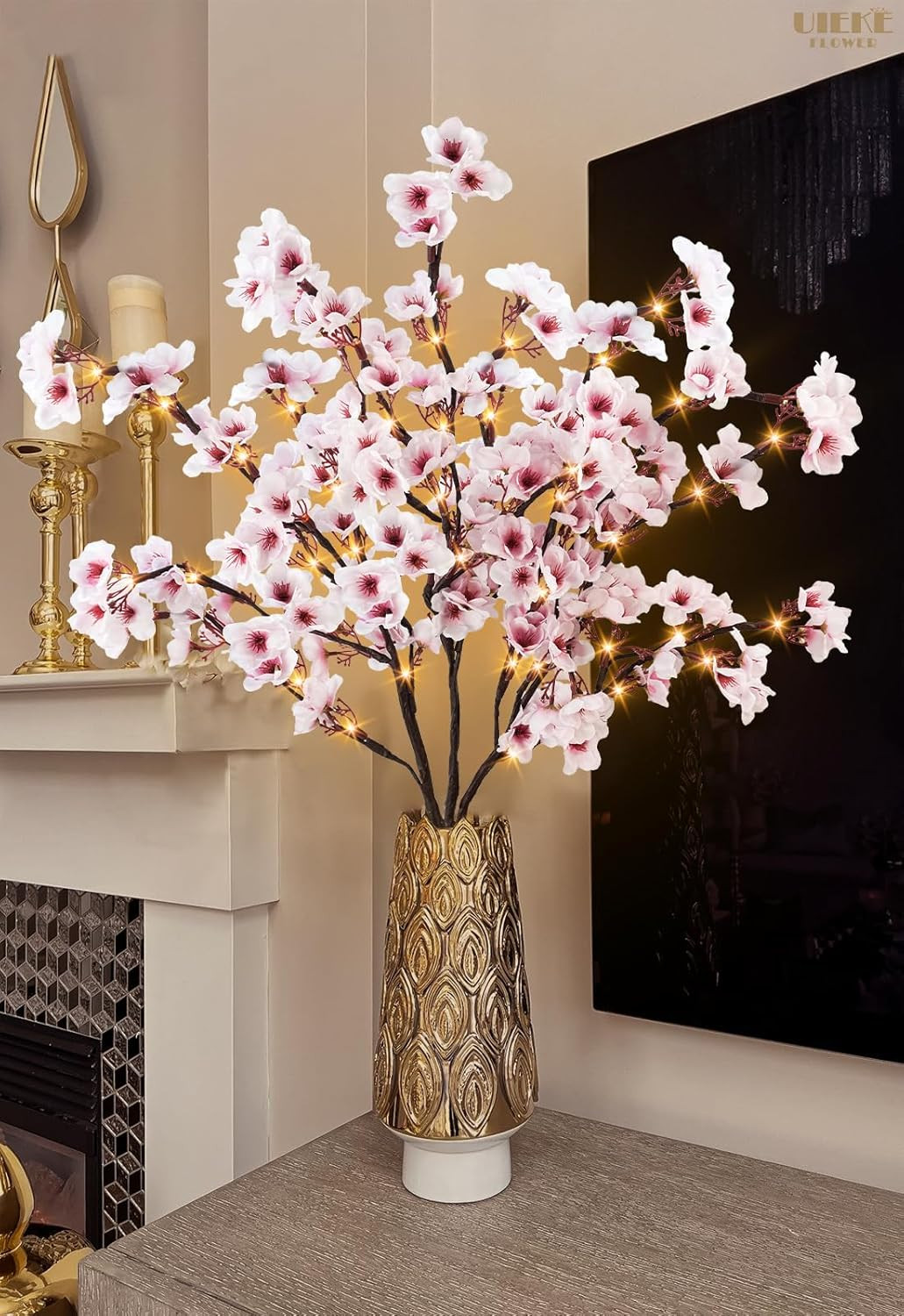3PCS 30in Lighted Cherry Blossom Branches Battery Operated with Timer