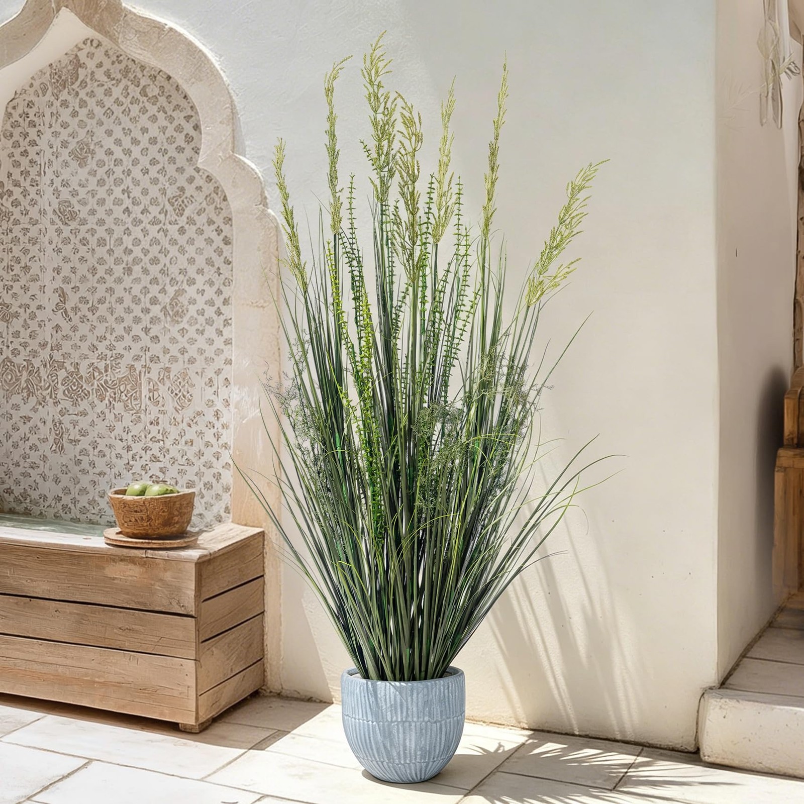 Faux Plastic plantas Synthetic Pampas Grass Artificial Cattail Reed Grass Ind…