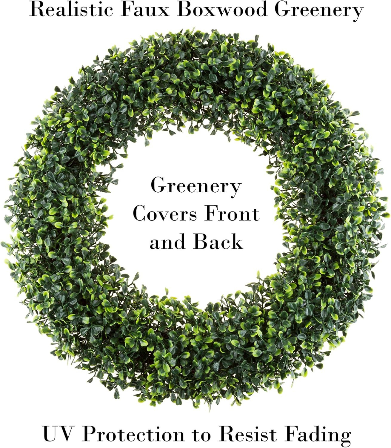 19.5-Inch Boxwood Wreath – round UV Resistant Artificial Spring, Summer, Fall, o