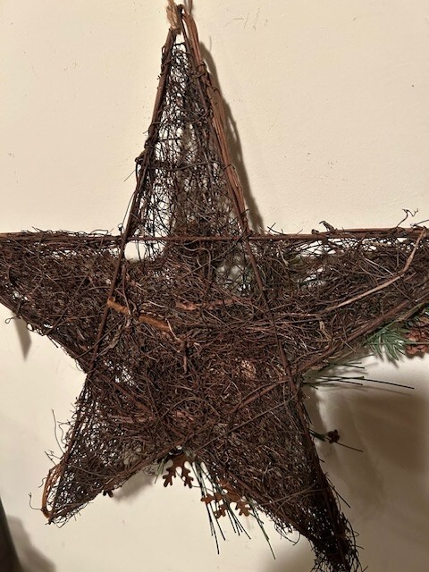 Rustic new wall Star with Rusty Bells and snowflakes