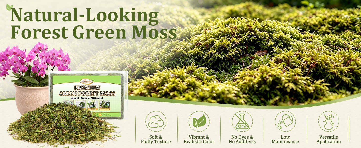 7OZ Natural Moss Artificial Fake Moss Alternative for Plants Indoor | Premium