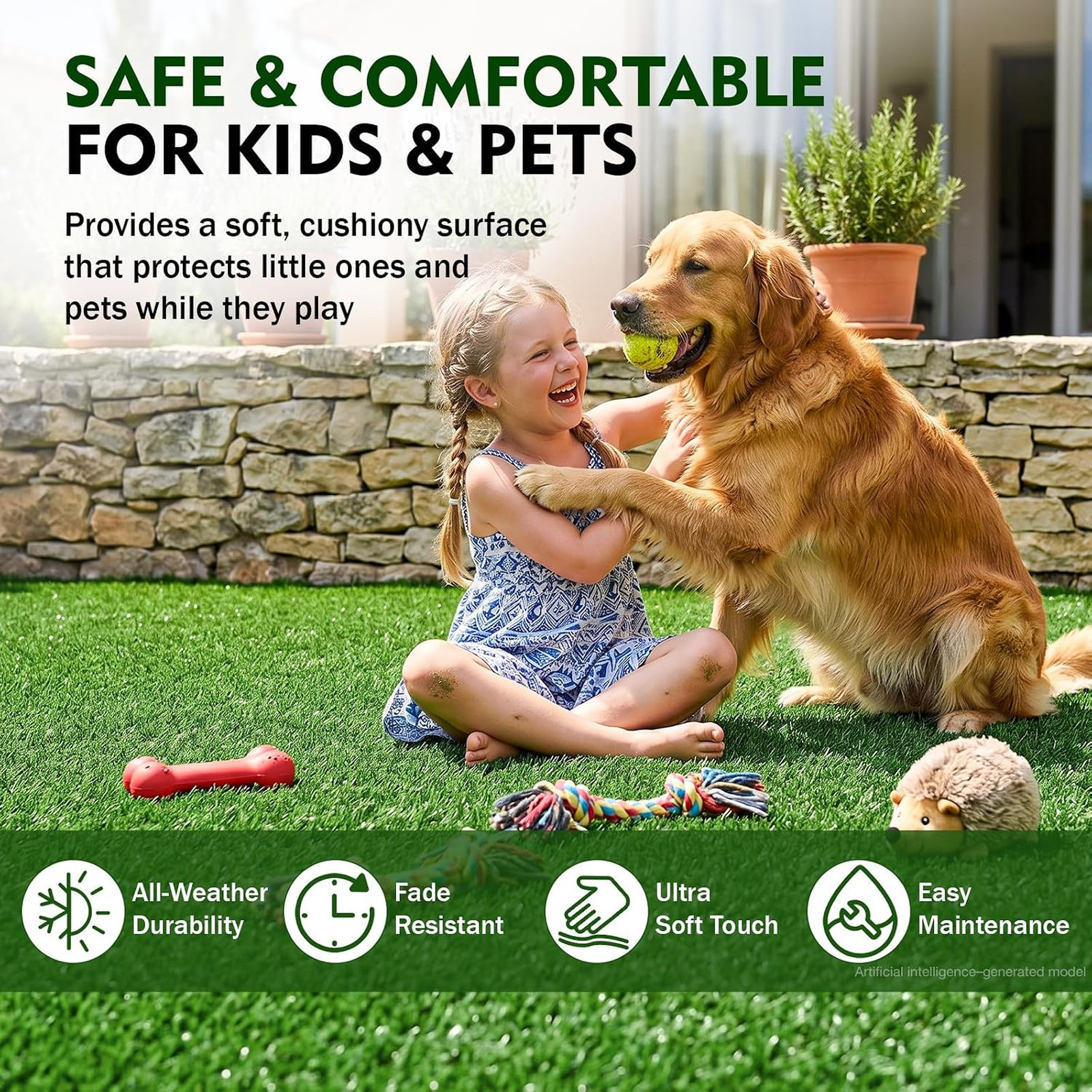 Artificial Grass Turf Rug 4×6 FT Outdoor Indoor Fake Grass Carpet Realistic
