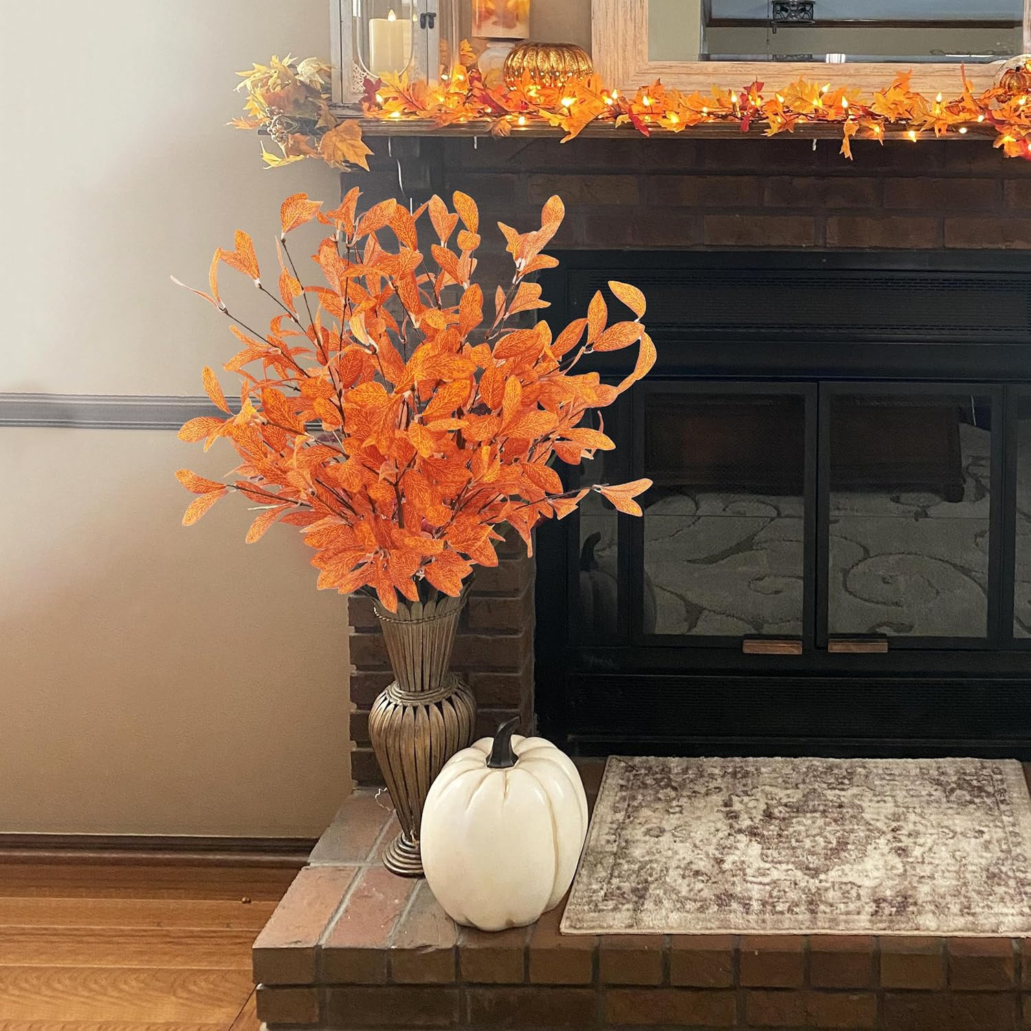 6 Pcs Artificial Fall Eucalyptus Stems with Leaves for Autumn Home Wedding D�Cor