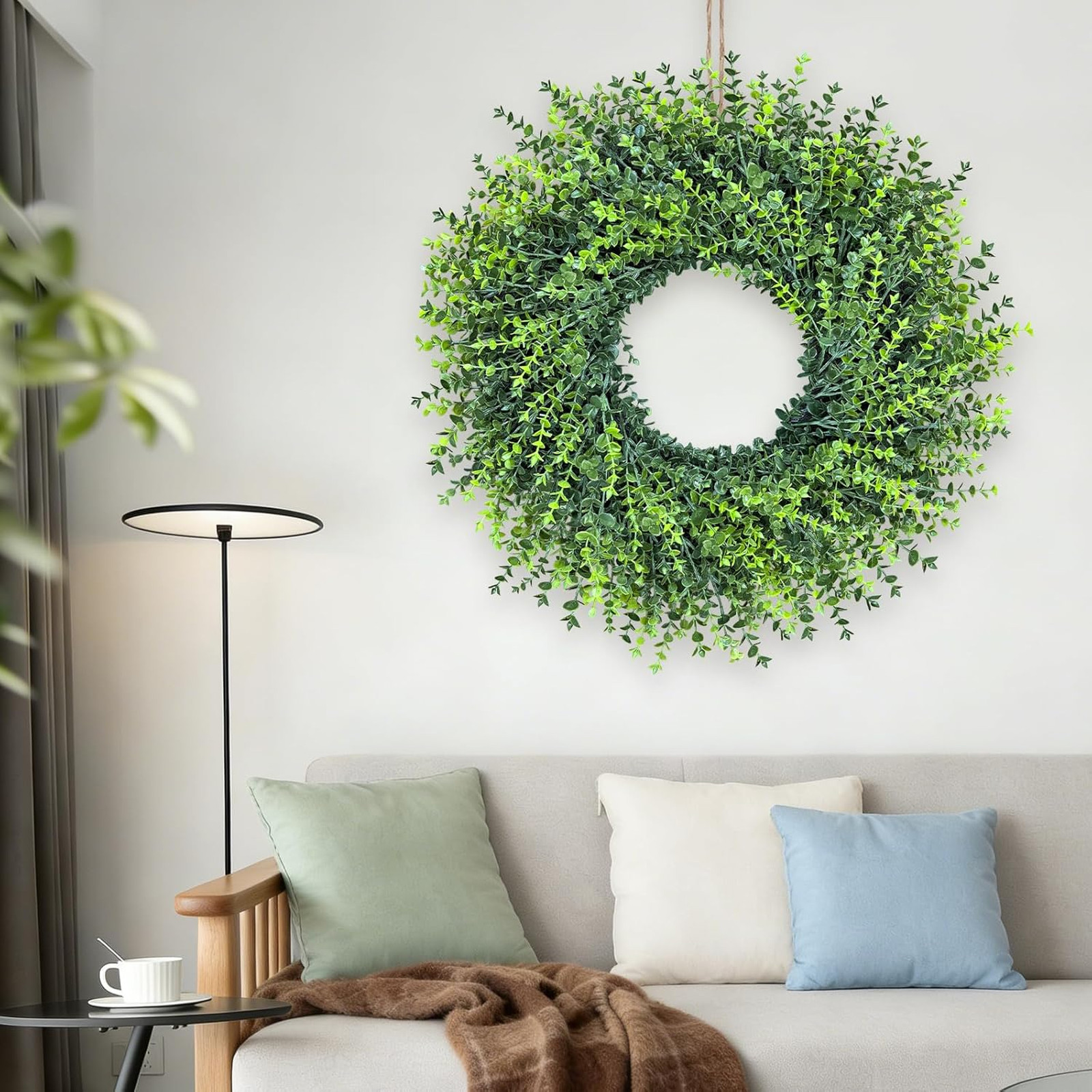 28 Inch Large Boxwoods Door Wreath for Front Door Spring Summer Fall Winter All