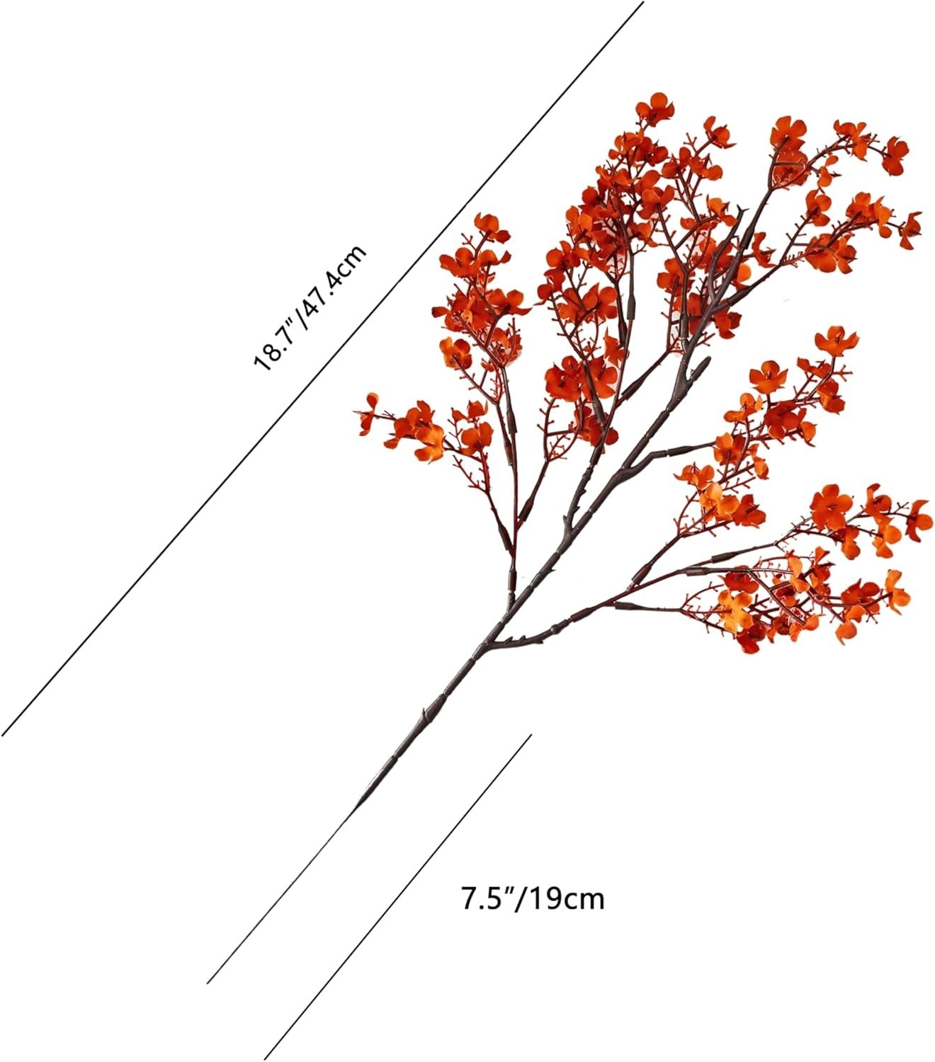 Burnt Orange Silk Baby’s Breath Flowers – 6 Bundles with Bendable Stems