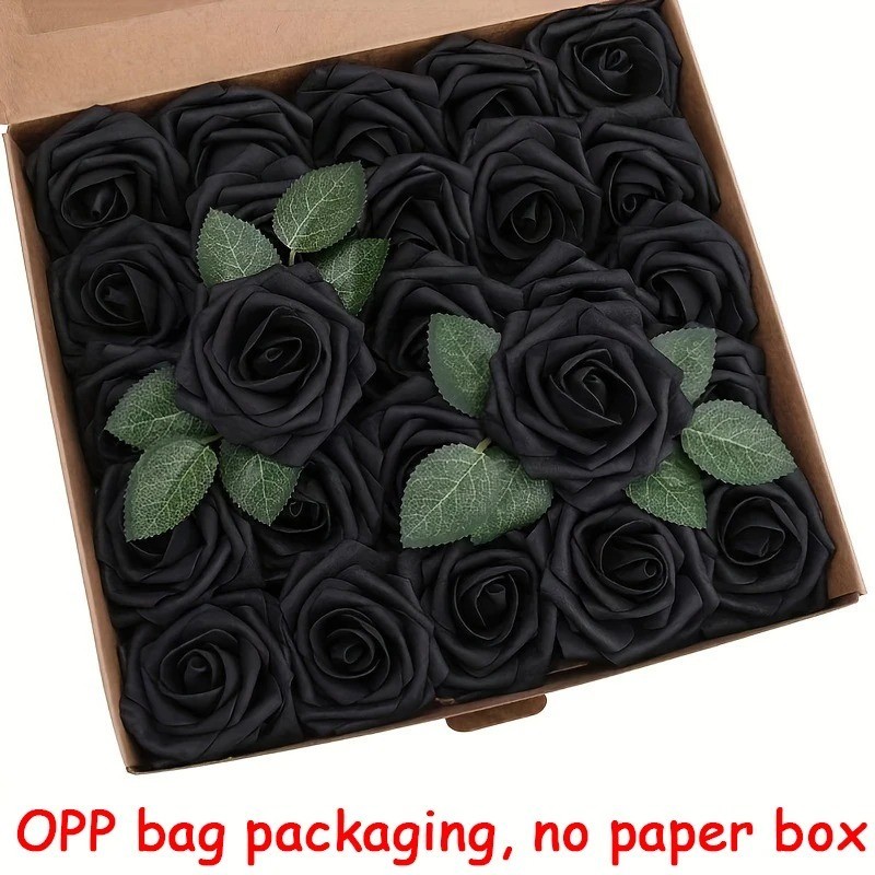 25Pcs Artificial Flowers Fake Flowers Roses Stem for DIY Wedding Bouquets Party