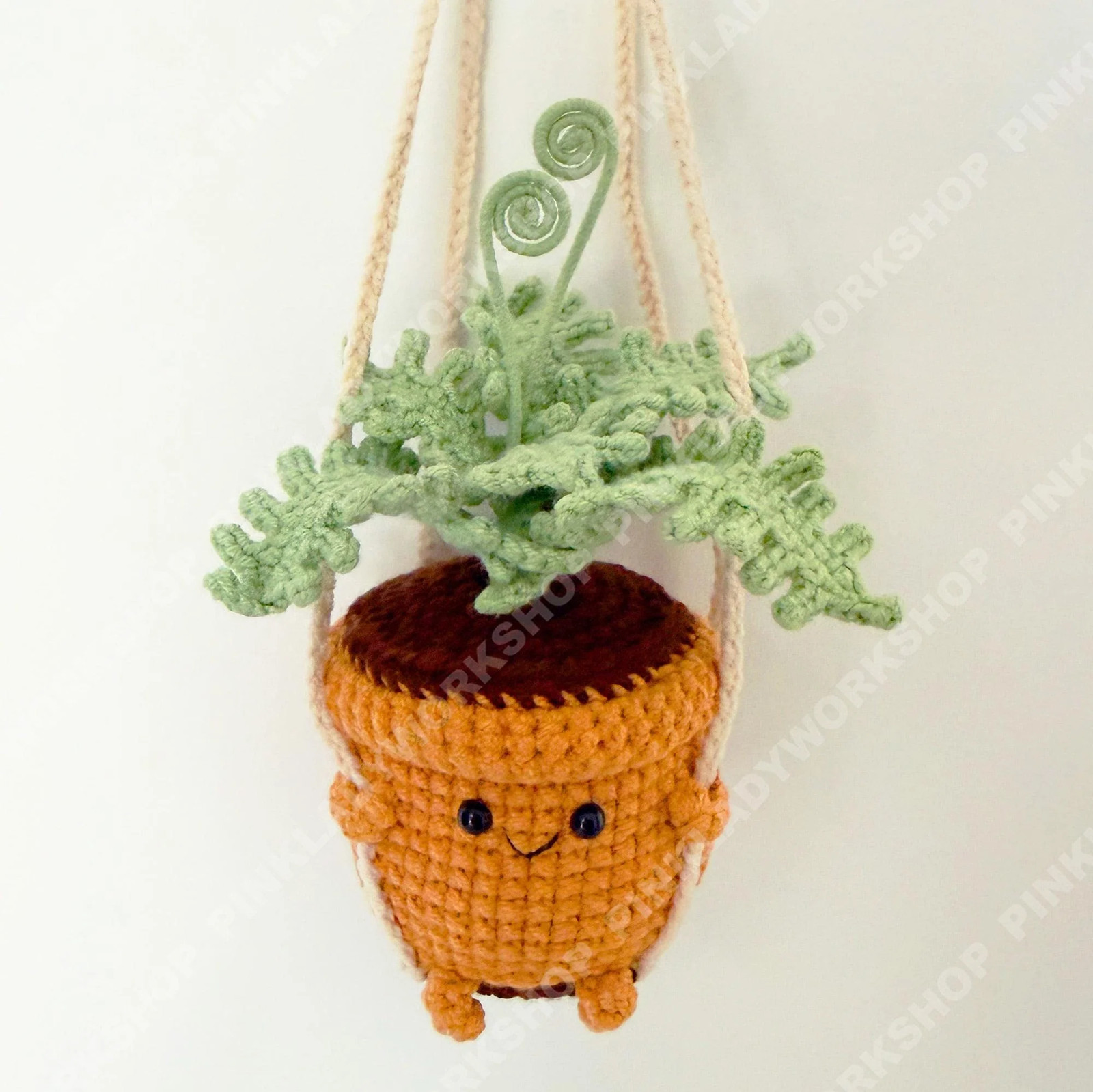 Crochet Hanging Plant | Smiley Face Plant Pot | Handmade Crochet Succulent