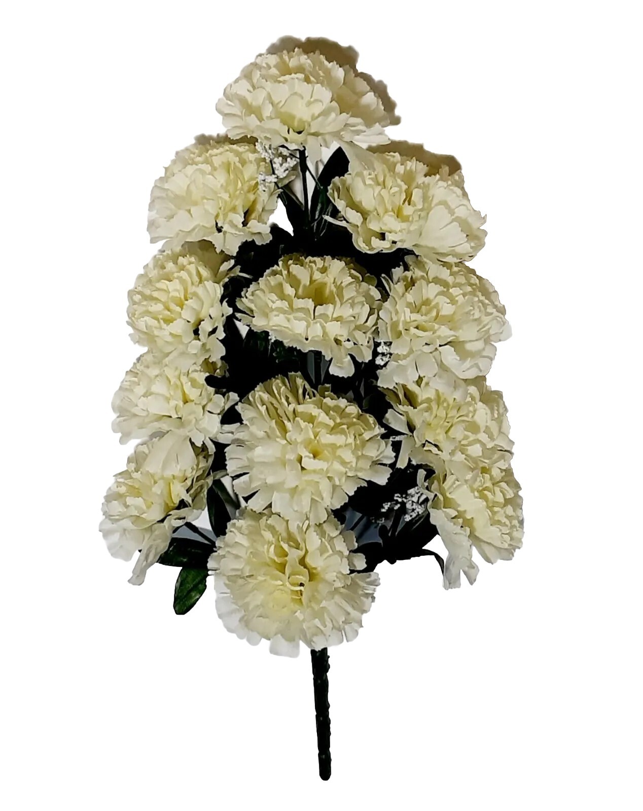 12- Cream 3.5″ Carnation 19″ Bush Silk Flower In/Outdoor General Decor #2193 US