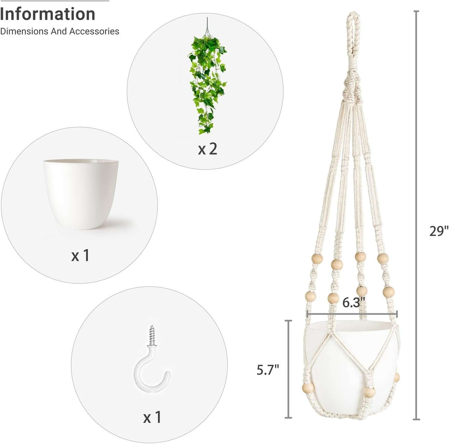 Artificial Hanging Greenery with Macrame Hanger – Effortless Decorative Accent