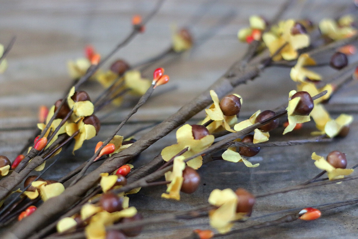 Artificial Floral Pick Bittersweet & Orange Pip Berry Spray Fall Decor 29 in