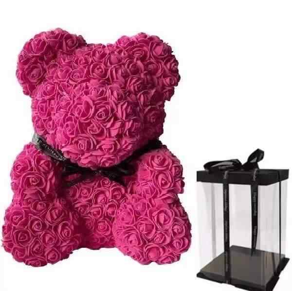 Valentine’s Teddy Bear Gift Set: Artificial Foam Bears with Roses in a Box