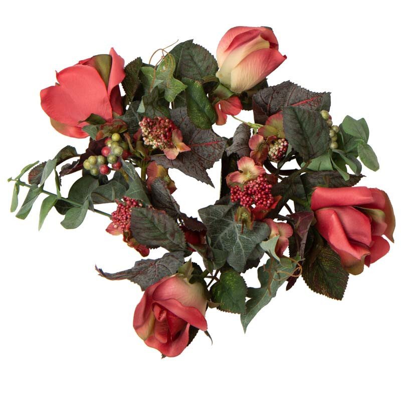 Package of 4 Rust Colored 10″ Artificial Rose Candle Rings
