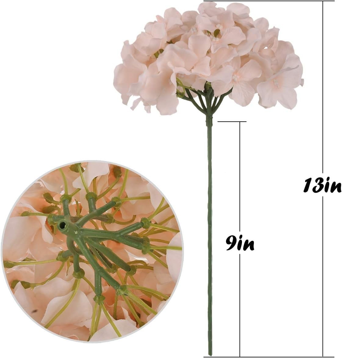 Silk Hydrangea Heads Artificial Flowers Heads with Stems for Home Wedding Dec…