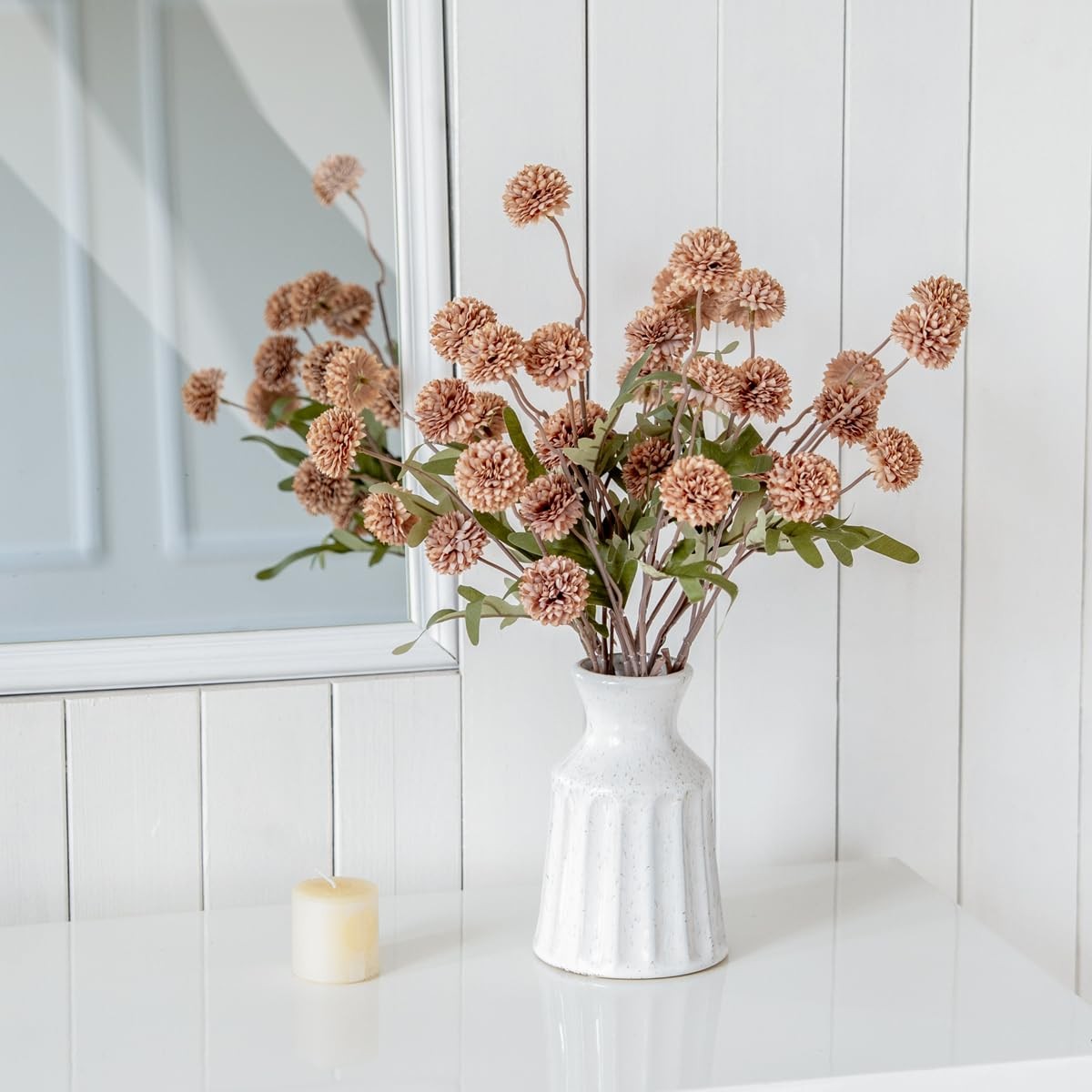 Artificial Kiku Flower – 5 Pcs Fake Pompon Mums Silk Small Chrysanthemum Faux…