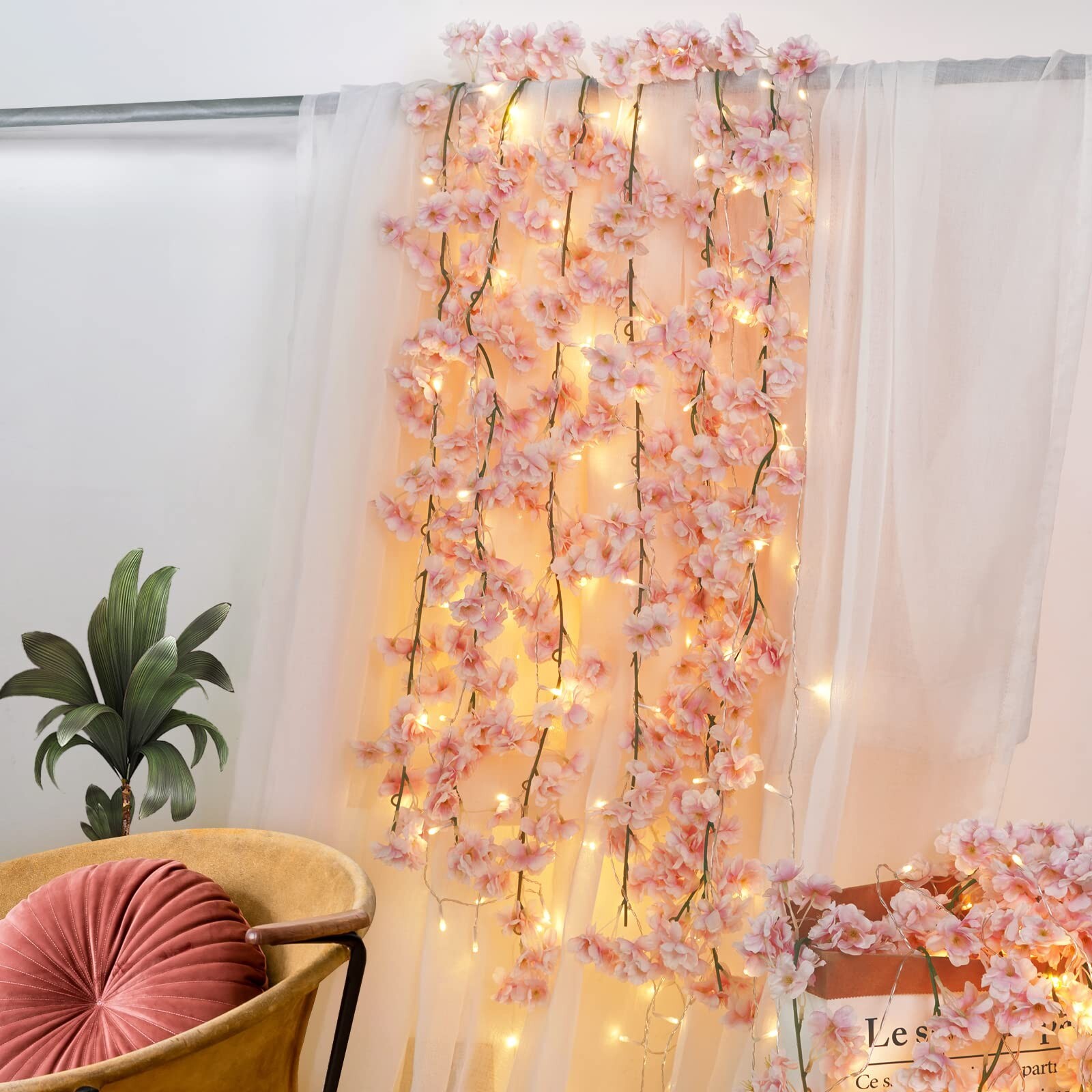 Sunm Boutique Cherry Blossom Garland 6-Pack 35.4 Ft Cherry Blossom Hanging Vi…