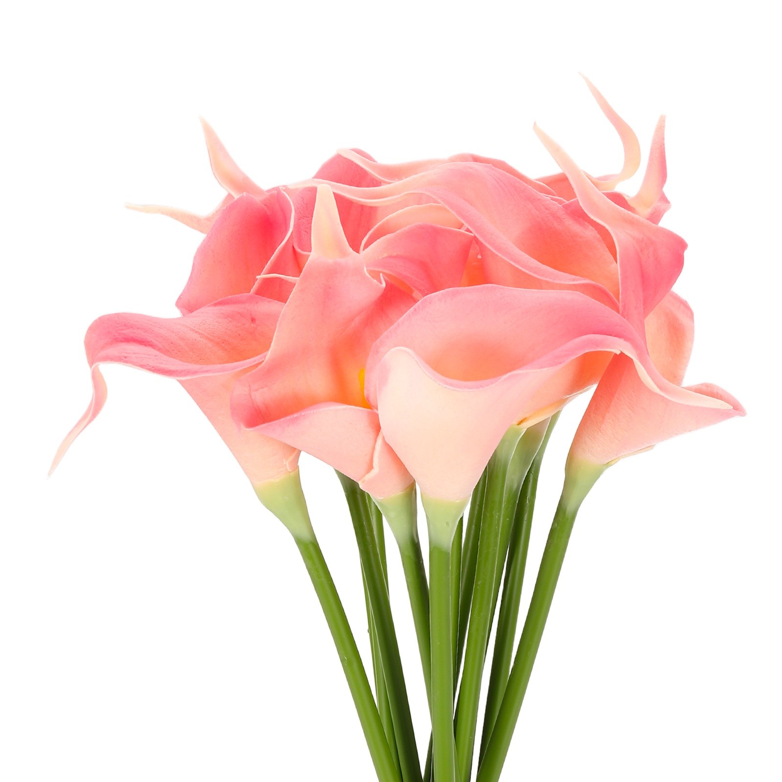 12Pcs 13 Inch Artificial Calla Lily Fake Flowers Real Touch Peach/Yellow,