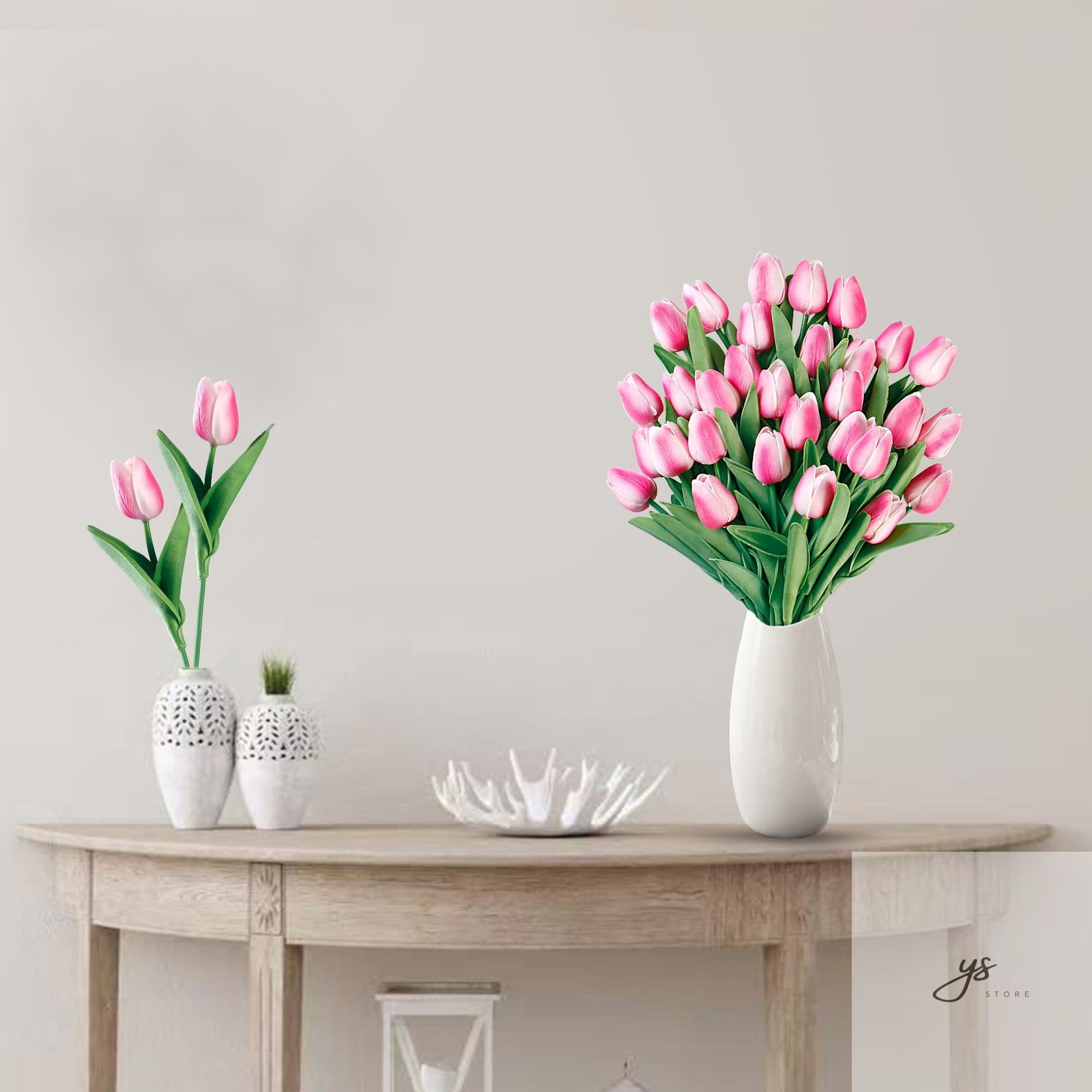 30 Pcs Fake Tulips Artificial Flowers Real Touch PU Faux Flowers Tulip Stems for
